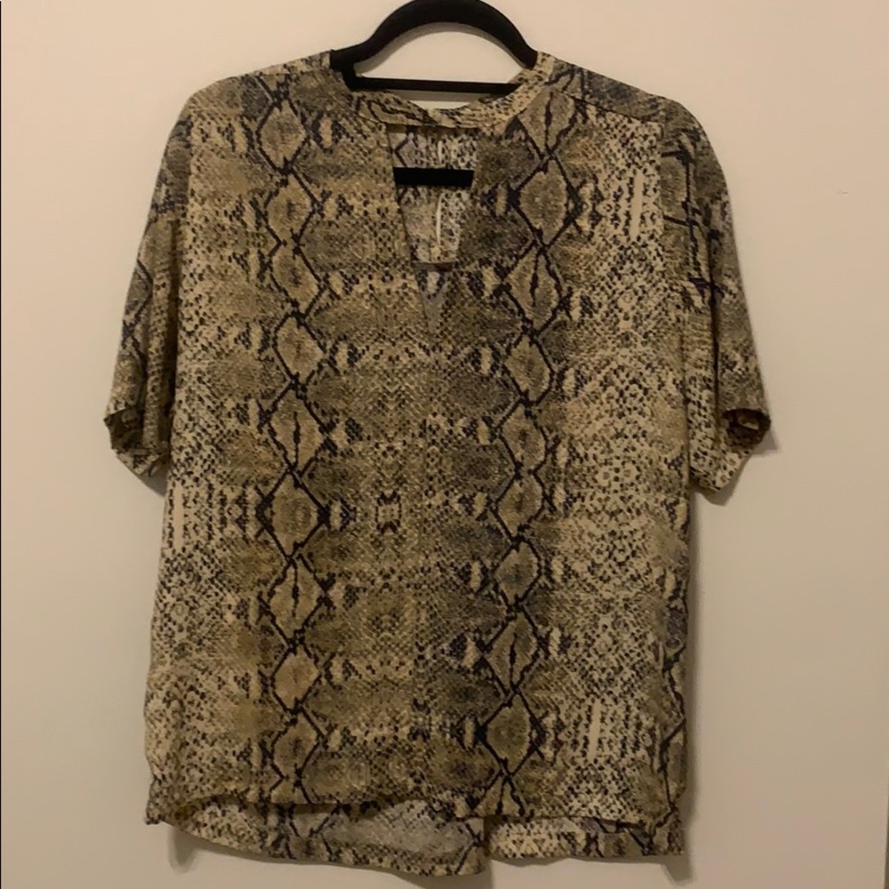 Karlie Key Hole Snakeskin Blouse - Multi